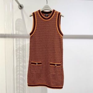 Authentic CHANEL Brown and Orange Sleeveless Dress